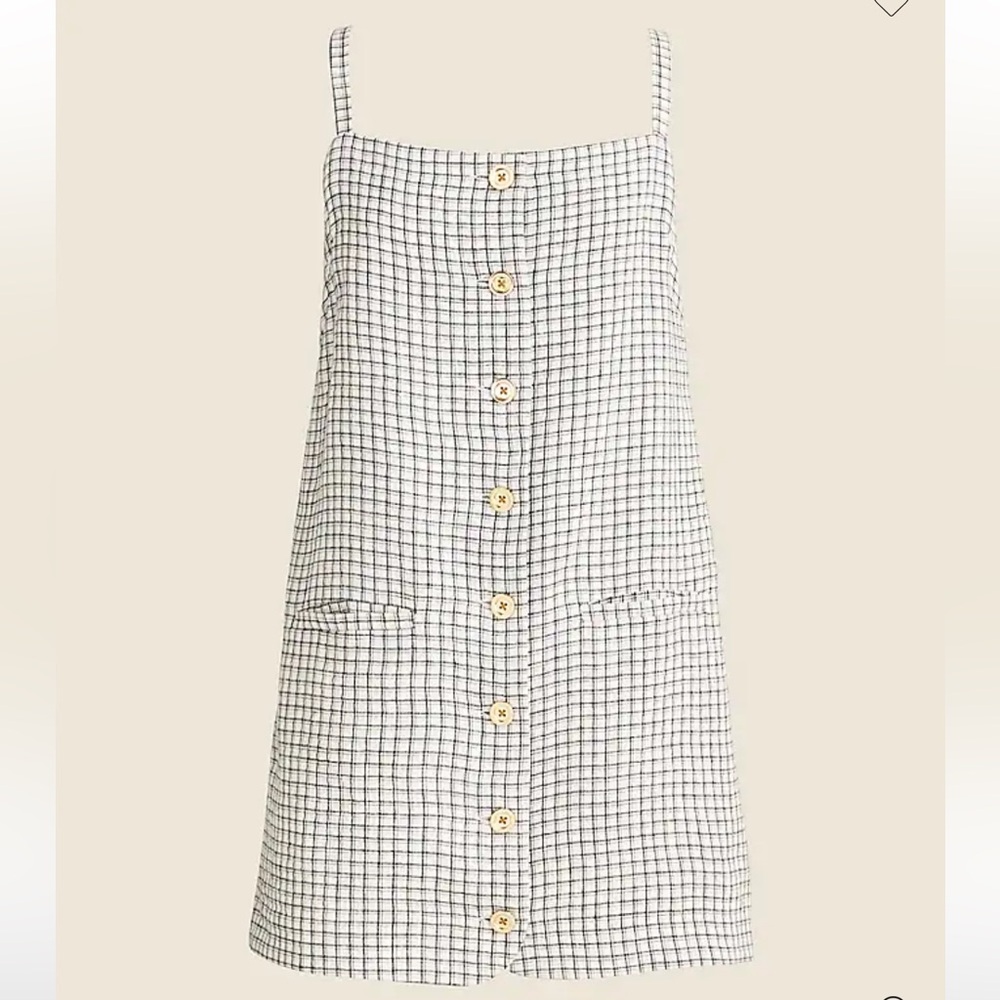 J. Crew Black and White Plaid Linen Dress